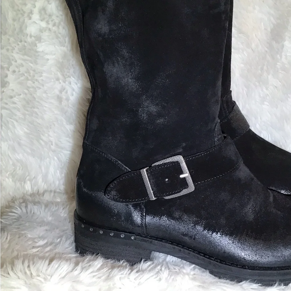 L’idea by Lori black leather/suede riding boots